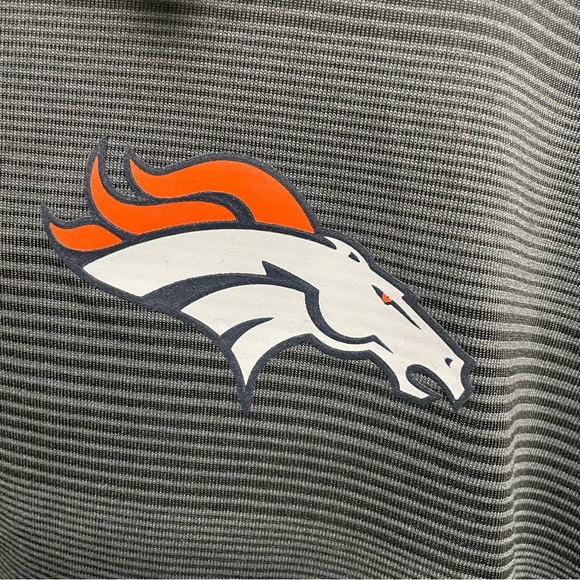 Nike Denver Broncos Grey Striped Polo Golf Shirt Men’s XL Nike Dry Fit - Picture 3 of 10